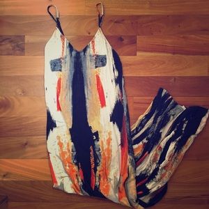 Abstract Pattern Maxi Dress with Spaghetti Straps